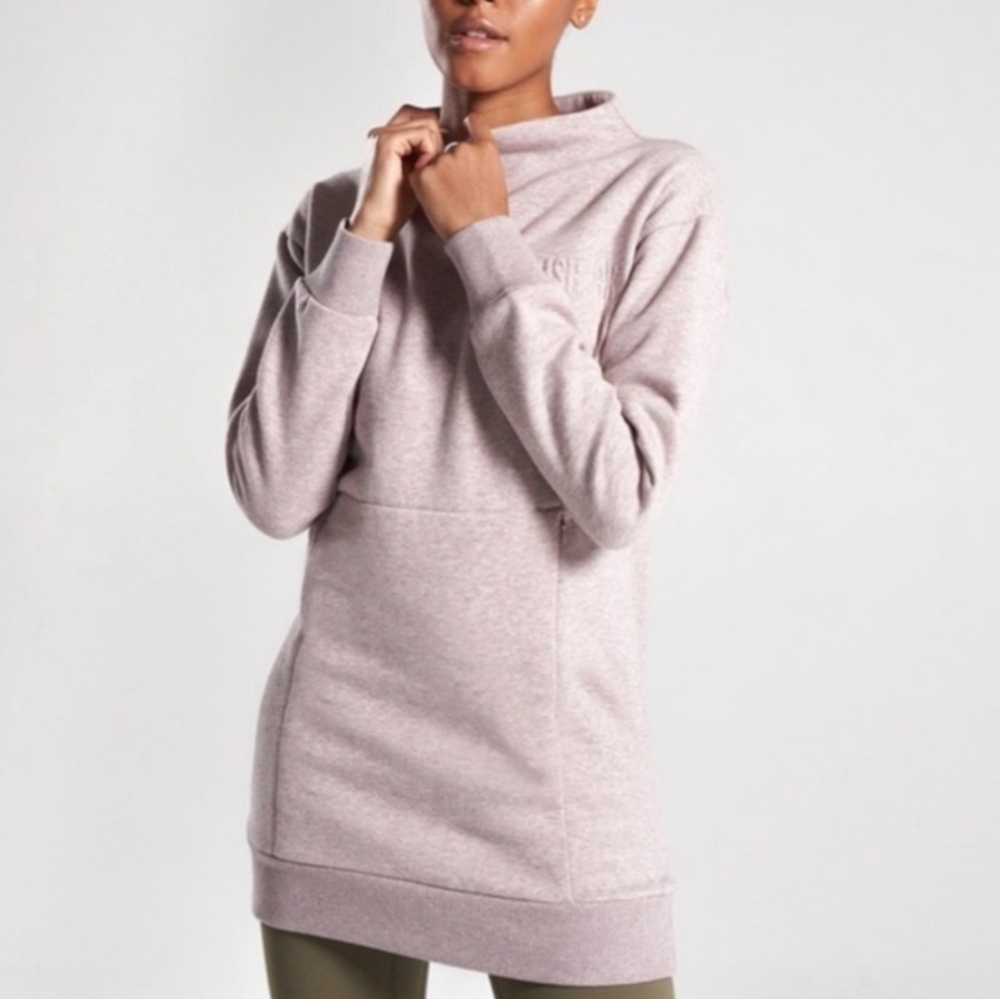 Gymshark Heathered Light Pink Oversized Mock Neck Tunic Sweater Sweaterdress S